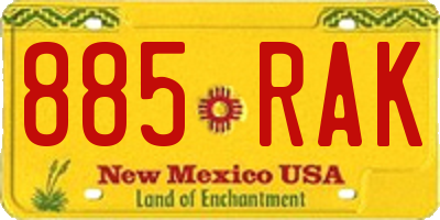 NM license plate 885RAK