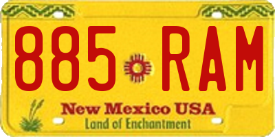 NM license plate 885RAM