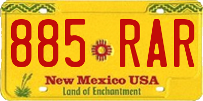 NM license plate 885RAR