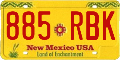 NM license plate 885RBK