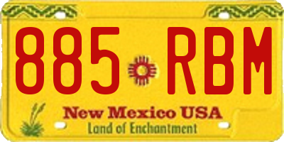 NM license plate 885RBM