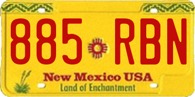 NM license plate 885RBN