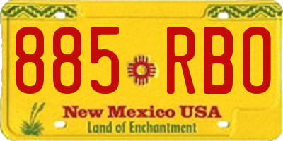 NM license plate 885RBO