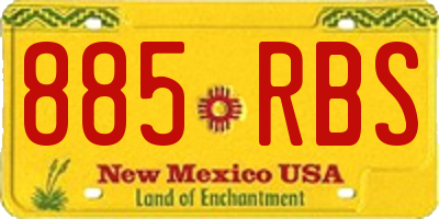 NM license plate 885RBS