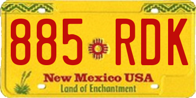 NM license plate 885RDK