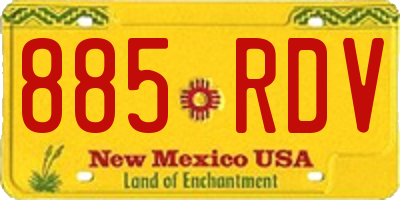 NM license plate 885RDV
