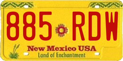 NM license plate 885RDW