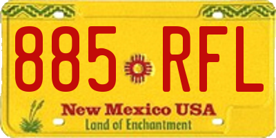 NM license plate 885RFL