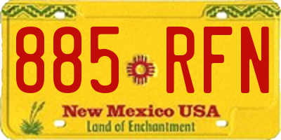 NM license plate 885RFN