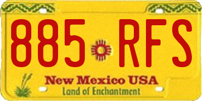 NM license plate 885RFS