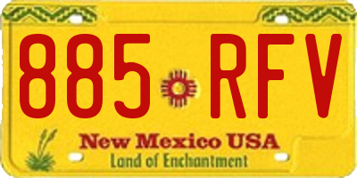 NM license plate 885RFV
