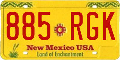 NM license plate 885RGK