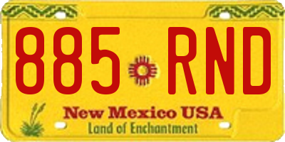 NM license plate 885RND
