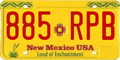 NM license plate 885RPB