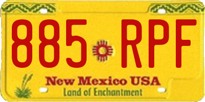 NM license plate 885RPF