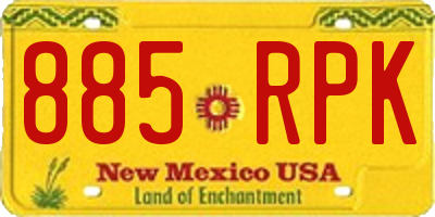 NM license plate 885RPK