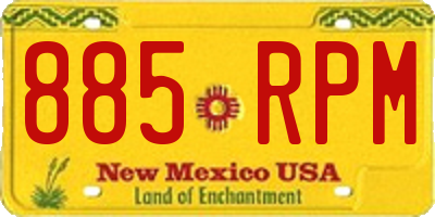 NM license plate 885RPM