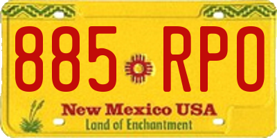 NM license plate 885RPO