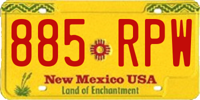 NM license plate 885RPW