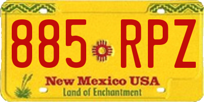 NM license plate 885RPZ