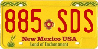 NM license plate 885SDS