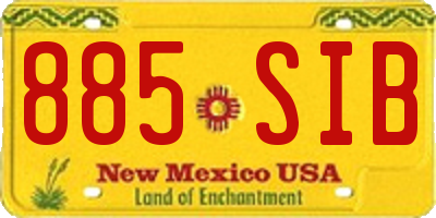 NM license plate 885SIB