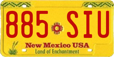 NM license plate 885SIU