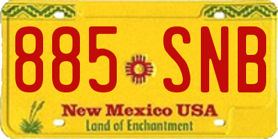 NM license plate 885SNB