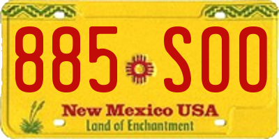 NM license plate 885SOO