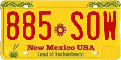 NM license plate 885SOW