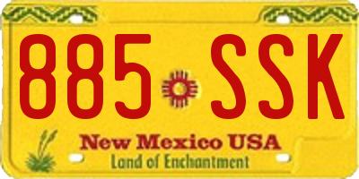 NM license plate 885SSK