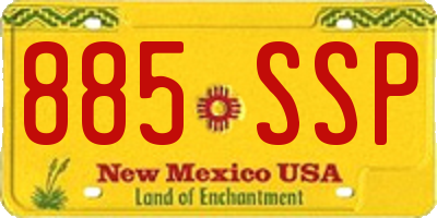 NM license plate 885SSP