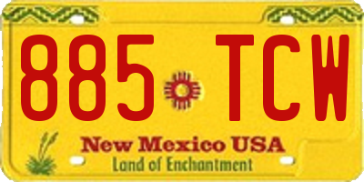 NM license plate 885TCW