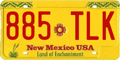NM license plate 885TLK