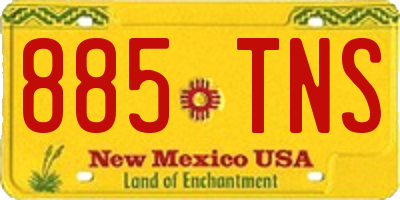 NM license plate 885TNS