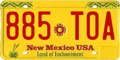 NM license plate 885TOA