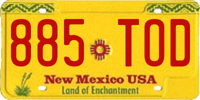 NM license plate 885TOD