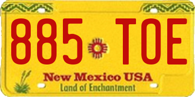 NM license plate 885TOE