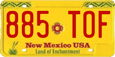 NM license plate 885TOF