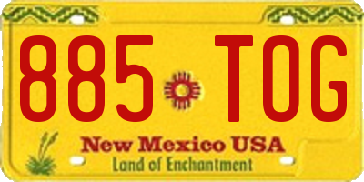 NM license plate 885TOG
