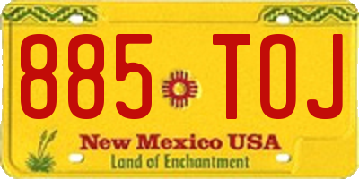 NM license plate 885TOJ
