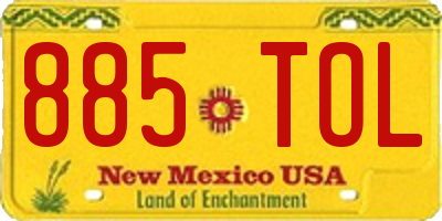 NM license plate 885TOL