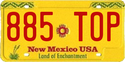 NM license plate 885TOP