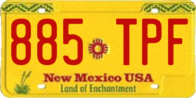 NM license plate 885TPF