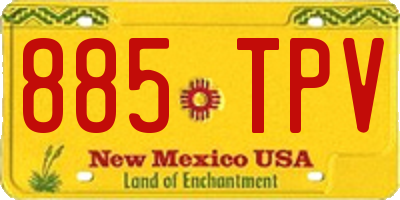 NM license plate 885TPV