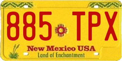 NM license plate 885TPX