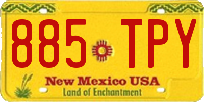 NM license plate 885TPY