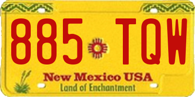 NM license plate 885TQW