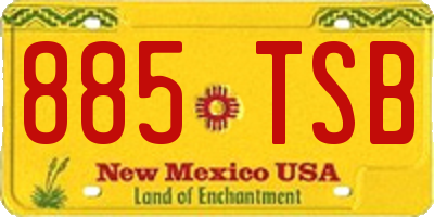NM license plate 885TSB