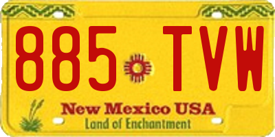 NM license plate 885TVW